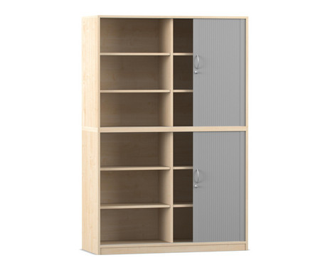 Flexeo Rollladenschrank, 12 Fächer, Mittelwand, 2 Türen, Breite 126,4 cm  (Zoom)