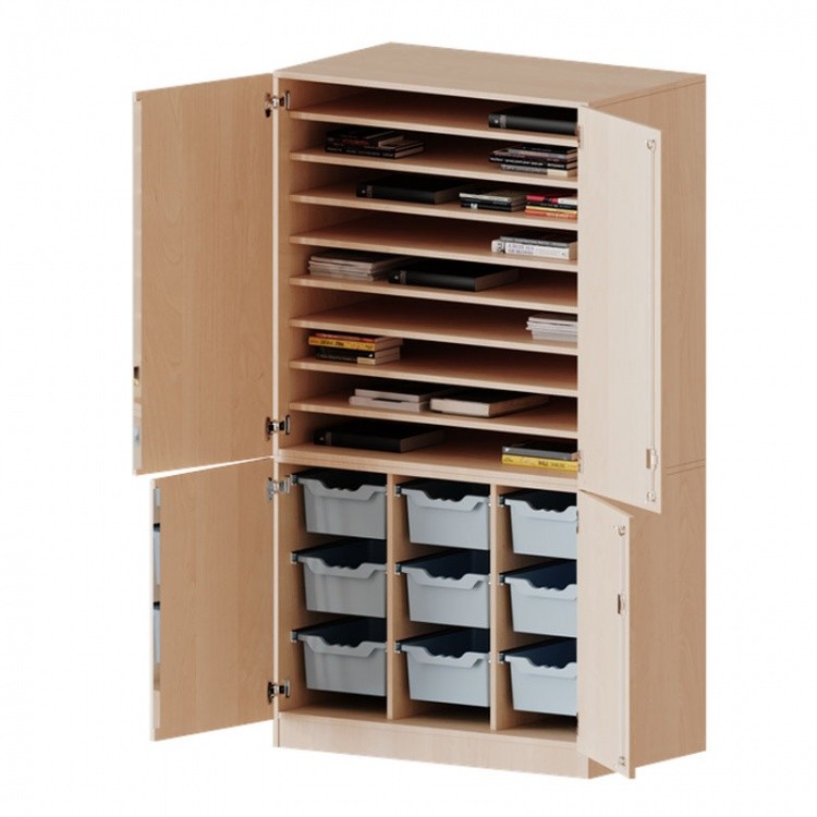 Conen Bastelschrank, 4-türiger Schrank mit 9 hohen ErgoTray Boxen, zweiteilig Bastelschrank, 4-türiger Schrank mit 9 hohen ErgoTray Boxen 1 (Zoom)