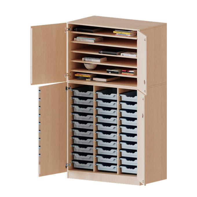 Conen Bastelschrank, 4-türiger Schrank mit 30 flachen ErgoTray Boxen, zweiteilig Bastelschrank, 4-türiger Schrank mit 30 flachen ErgoTray Boxen 1 (Zoom)