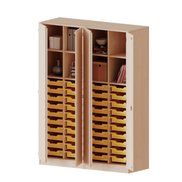 Conen Schrank, viertürig, mit 40 flachen ErgoTray Boxen Schrank, viertürig, mit 40 flachen ErgoTray Boxen 1 (Zoom)