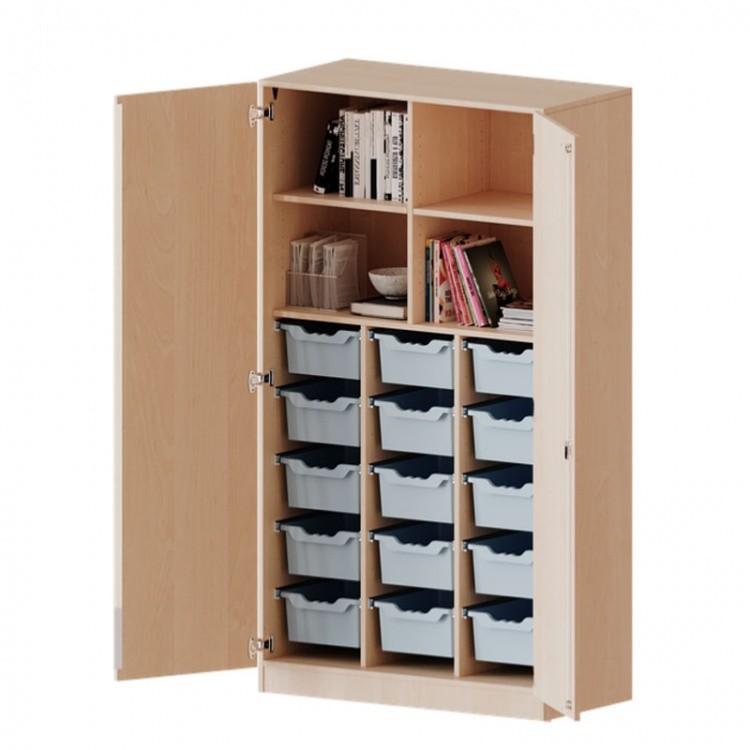 Conen Schrank mit Mittelwand und 15 hohen ErgoTray Boxen Schrank mit Mittelwand und 15 hohen ErgoTray Boxen 1 (Zoom)