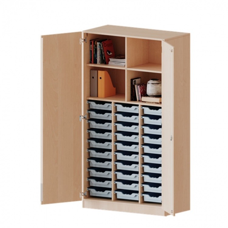 Conen Schrank mit Mittelwand und 30 flachen ErgoTray Boxen Schrank mit Mittelwand und 30 flachen ErgoTray Boxen  1 (Zoom)