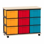 Flexeo Fahrbares Containersystem mit Ablage, 9 groe Boxen