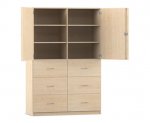 Flexeo Schrank, 6 große Schubladen, 6 Fächer, 2 Türen, Breite 126,4 cm