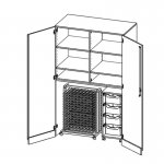 Conen Garagenschrank, 1 Container mit 4 ErgoTray Boxen und Trockenwagen Garagenschrank, 1 Container mit 4 ErgoTray Boxen und Trockenwagen 2 (Zoom)