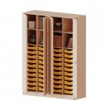 Conen Schrank, viertrig, mit 40 flachen ErgoTray Boxen